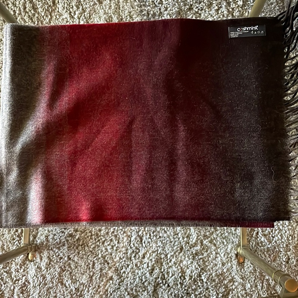 Fraas Cashmink Scarf - Red/Gray Gradient in Color w/ Tassel